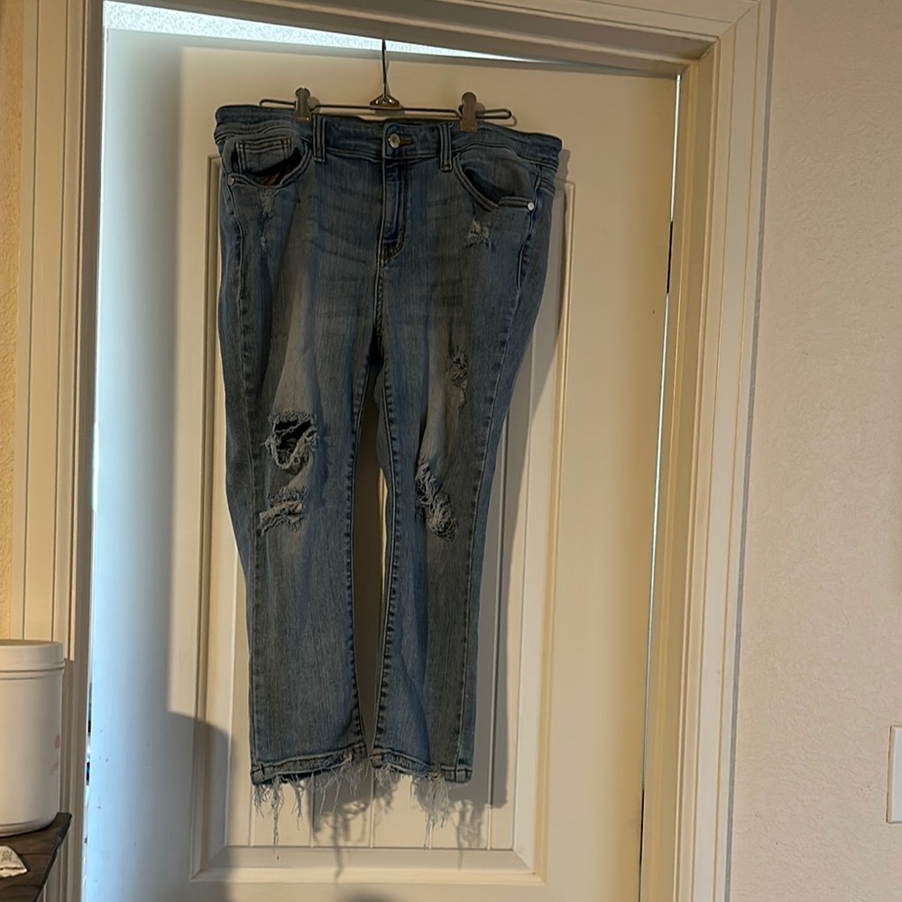 Judy Blue Ankle Cropped Distressed Jeans